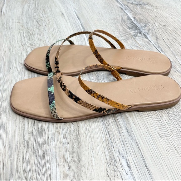 Madewell Lyra Slide Sandals Leather Snake Print Sz 8.5 - Picture 4 of 9
